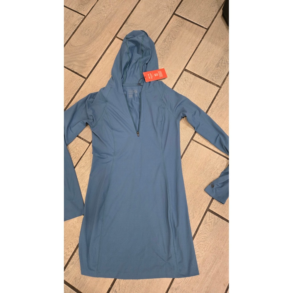 Mountain Hardwear Crater Lake Hooded Dress Blue UPF 50 XS OL0257-458